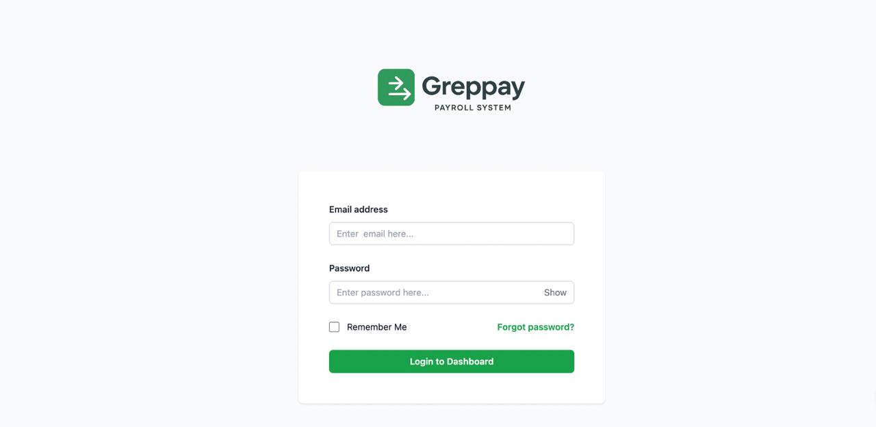 Greppay Login Dashboard